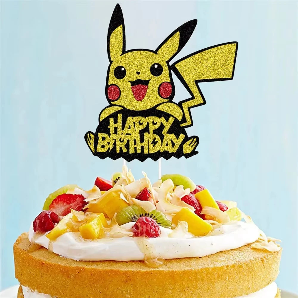 Pokémon Kuchen Deko Set – Pikachu-Kuchenaufsatz & Cupcake-Topper für Kindergeburtstag, Babyparty & Motto-Feier