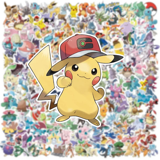 100/200 Stück Kawaii Pikachu Pokemon Aufkleber für Laptop Telefon Koffer Skateboard Gitarre Niedliche Cartoon Aufkleber Kind Geschenk Spielzeug