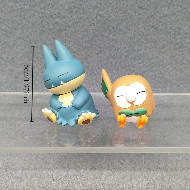 5pcs Takara Tomy Pokemon Mystery Box Set - Pikachu, Gengar, Rowlet & Snorlax Figurines - Mixed Colors, Durable PVC Material