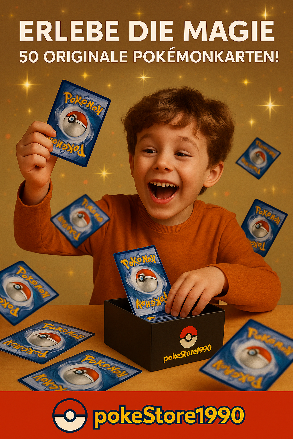 50 Pokémon Karten mit Holos! Deutsch, ohne doppelte, boosterfrisch!