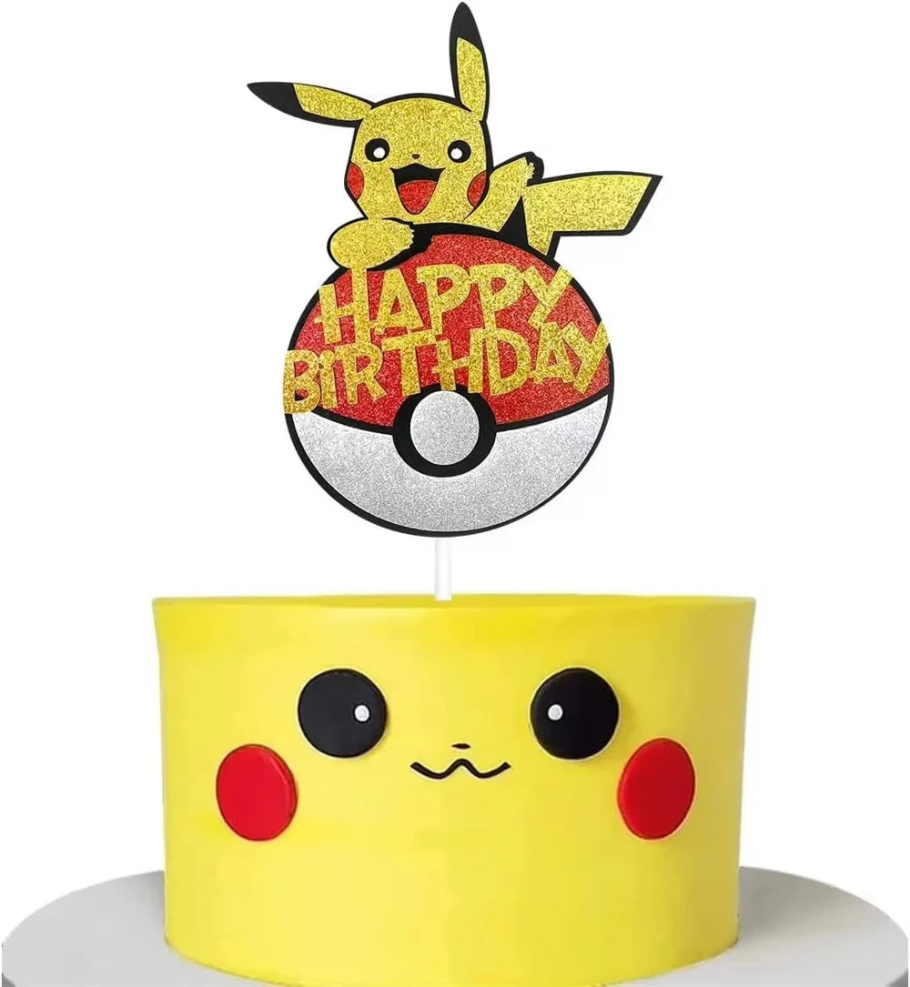 Pokémon Kuchen Deko Set – Pikachu-Kuchenaufsatz & Cupcake-Topper für Kindergeburtstag, Babyparty & Motto-Feier