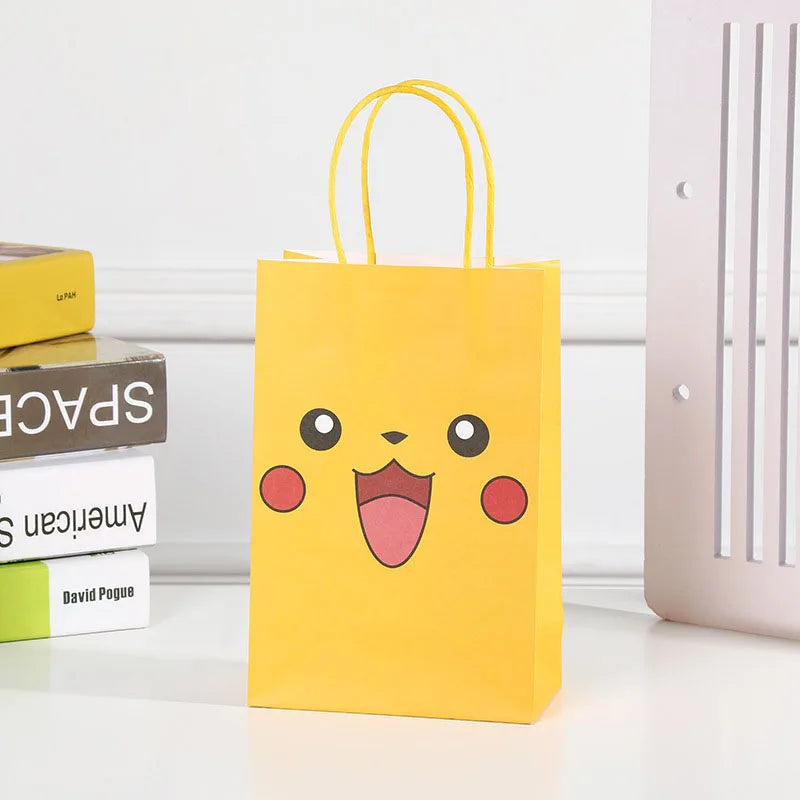 4 Pokémon Papiertüten – Geschenkverpackung mit Pikachu-Motiv für Kinderpartys, Süßigkeiten, Spielzeug & Party-Mitgebsel