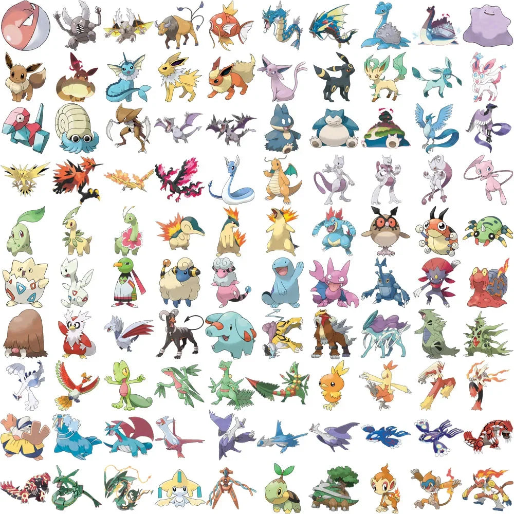 100/200 Stück Kawaii Pikachu Pokemon Aufkleber für Laptop Telefon Koffer Skateboard Gitarre Niedliche Cartoon Aufkleber Kind Geschenk Spielzeug