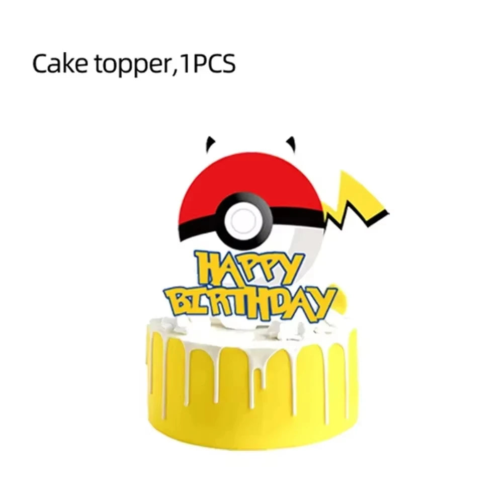 Pokémon Kuchen Deko Set – Pikachu-Kuchenaufsatz & Cupcake-Topper für Kindergeburtstag, Babyparty & Motto-Feier