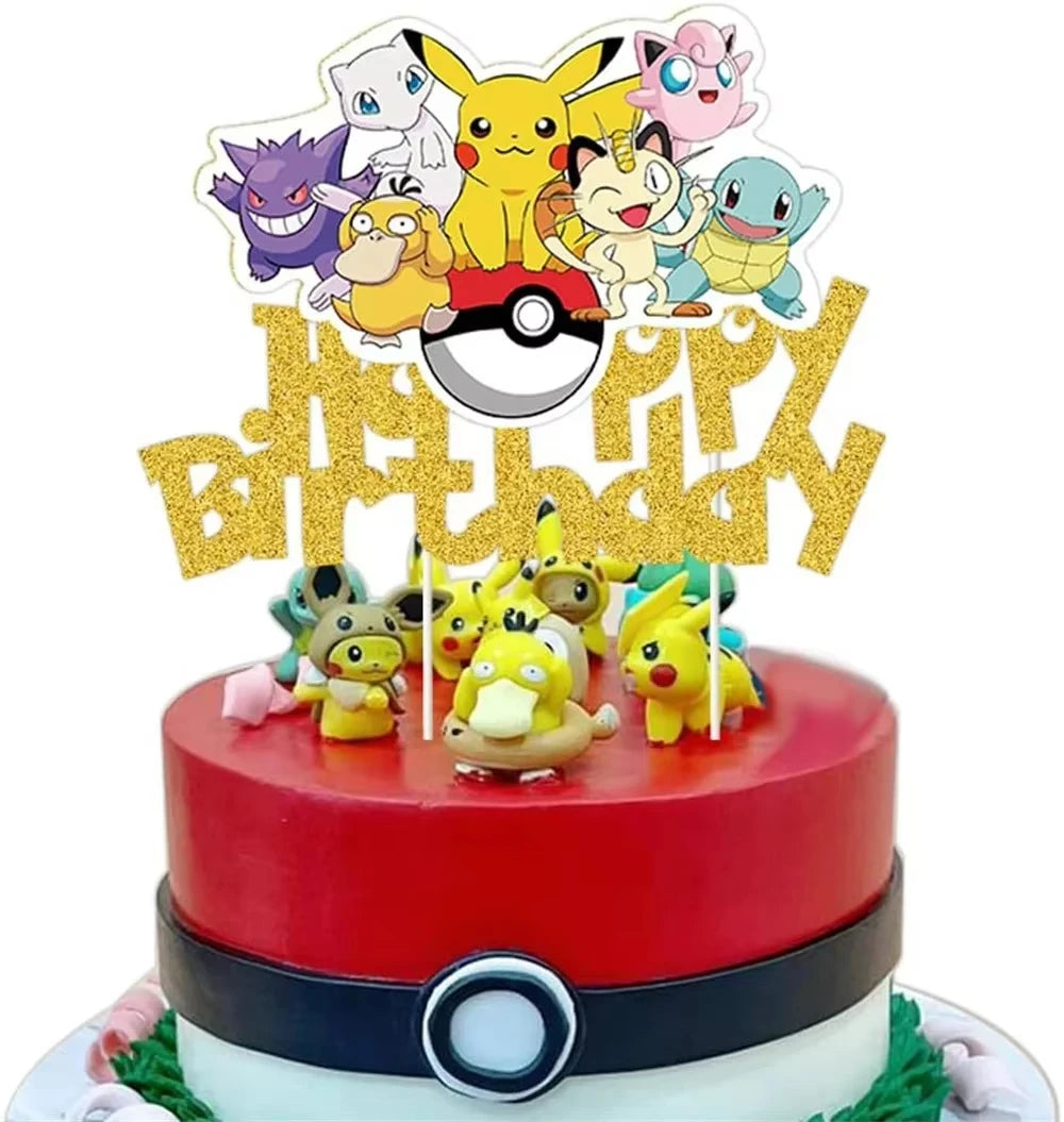 Pokémon Kuchen Deko Set – Pikachu-Kuchenaufsatz & Cupcake-Topper für Kindergeburtstag, Babyparty & Motto-Feier