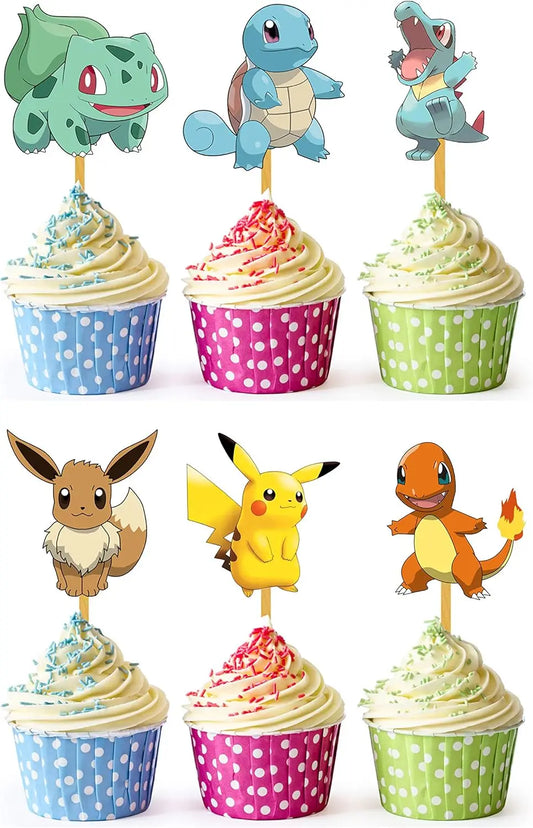Pokémon Kuchen Deko Set – Pikachu-Kuchenaufsatz & Cupcake-Topper für Kindergeburtstag, Babyparty & Motto-Feier