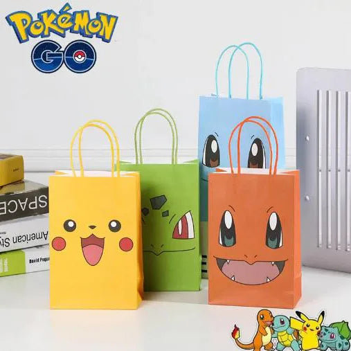 4 Pokémon Papiertüten – Geschenkverpackung mit Pikachu-Motiv für Kinderpartys, Süßigkeiten, Spielzeug & Party-Mitgebsel