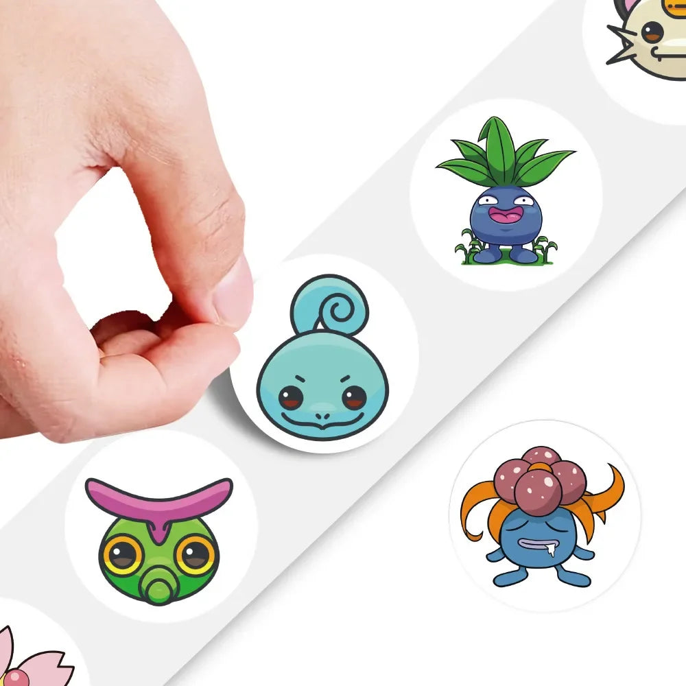 500 Aufkleber auf Rolle – Kawaii Pokémon-Sticker mit Pokemon-Motiven, DIY-Deko für Laptop, Kinder, Pokemon-Fans, Belohnung & Geschenk für Mädchen