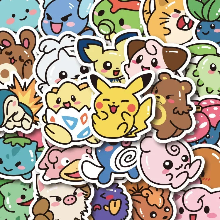 50-teiliges Pokémon Aufkleber-Set – Kawaii Pikachu & Anime-Sticker für DIY, Laptop, Handy, Skateboard – Perfekt als Kinder-Geschenk