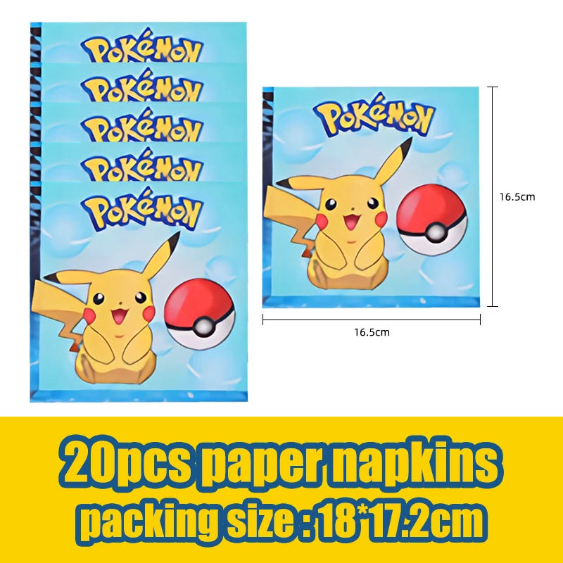 Pokémon Geburtstagsdeko Set – Papiergeschirr mit Pikachu: Teller, Becher, Servietten, Tischdecke & Partyzubehör für Kindergeburtstage