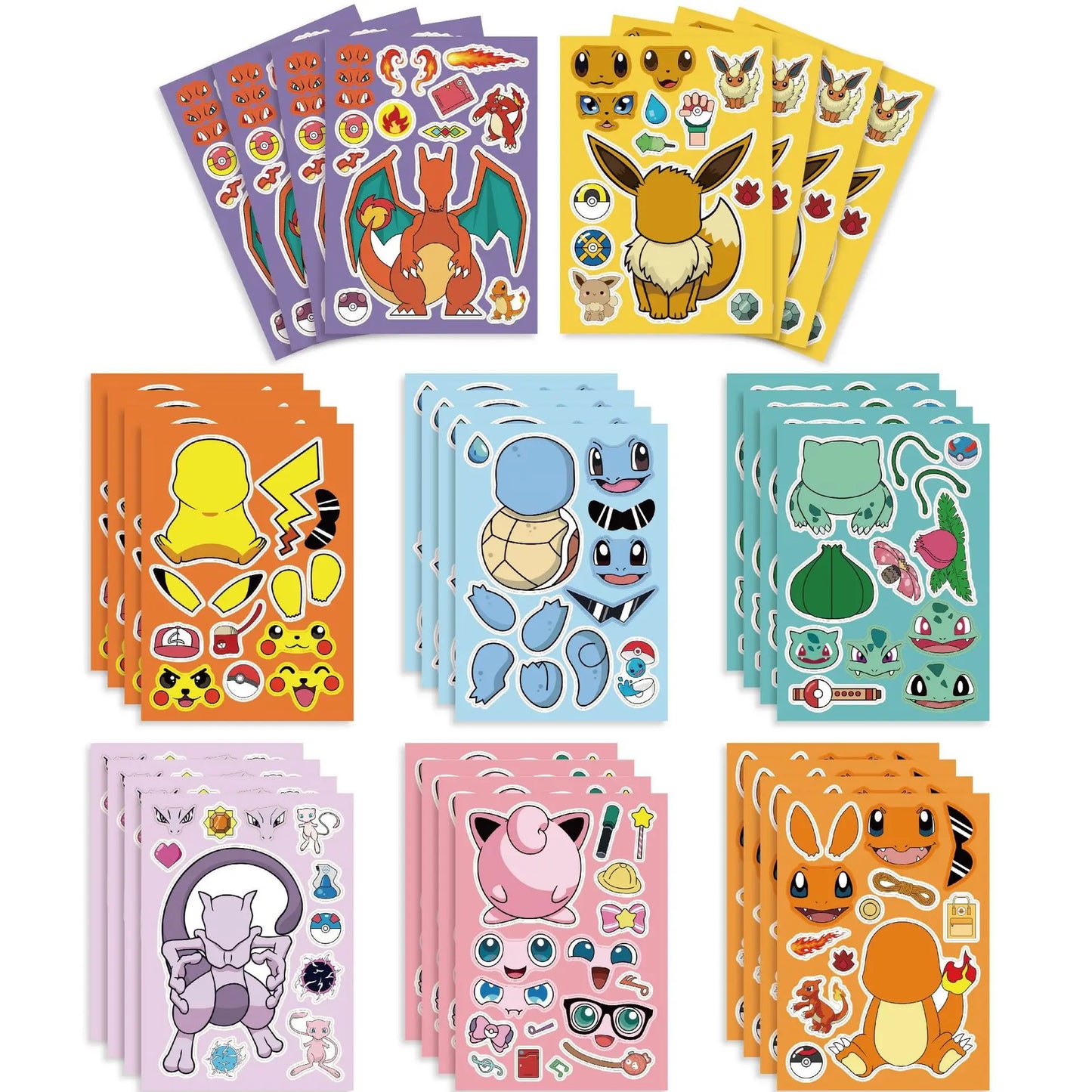 Pokemon-Geburtstagsparty-Geschenke, Armband-Aufkleber, Geschenktüte, Schlüsselanhänger, kleine Geschenke für Jungen und Mädchen
