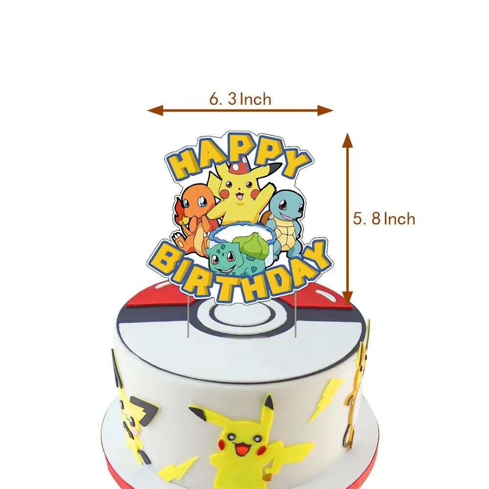 Pokémon Kuchen Deko Set – Pikachu-Kuchenaufsatz & Cupcake-Topper für Kindergeburtstag, Babyparty & Motto-Feier