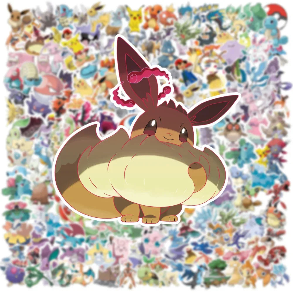 100/200 Stück Kawaii Pikachu Pokemon Aufkleber für Laptop Telefon Koffer Skateboard Gitarre Niedliche Cartoon Aufkleber Kind Geschenk Spielzeug