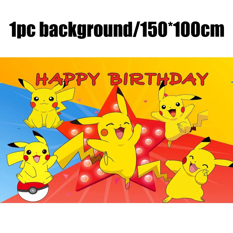 Pokémon Geburtstagsdeko Set – Papiergeschirr mit Pikachu: Teller, Becher, Servietten, Tischdecke & Partyzubehör für Kindergeburtstage