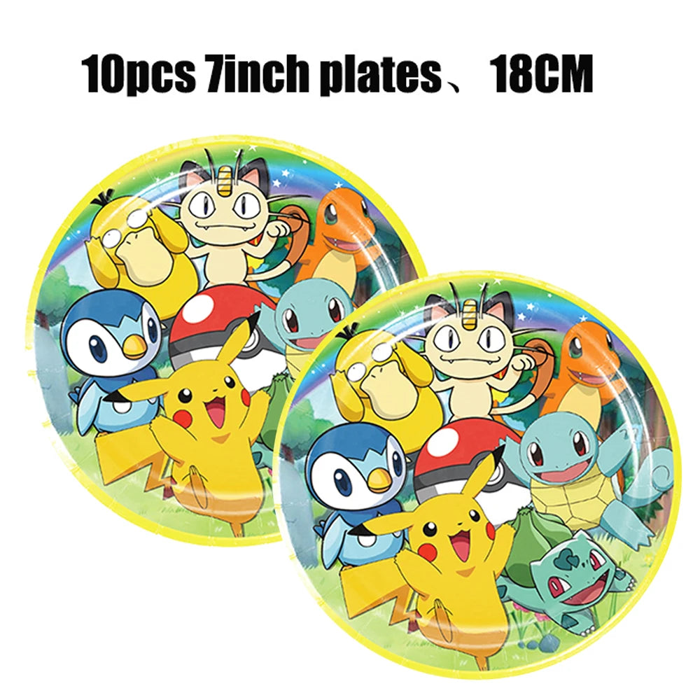 Pokémon Geburtstagsdeko Set – Papiergeschirr mit Pikachu: Teller, Becher, Servietten, Tischdecke & Partyzubehör für Kindergeburtstage