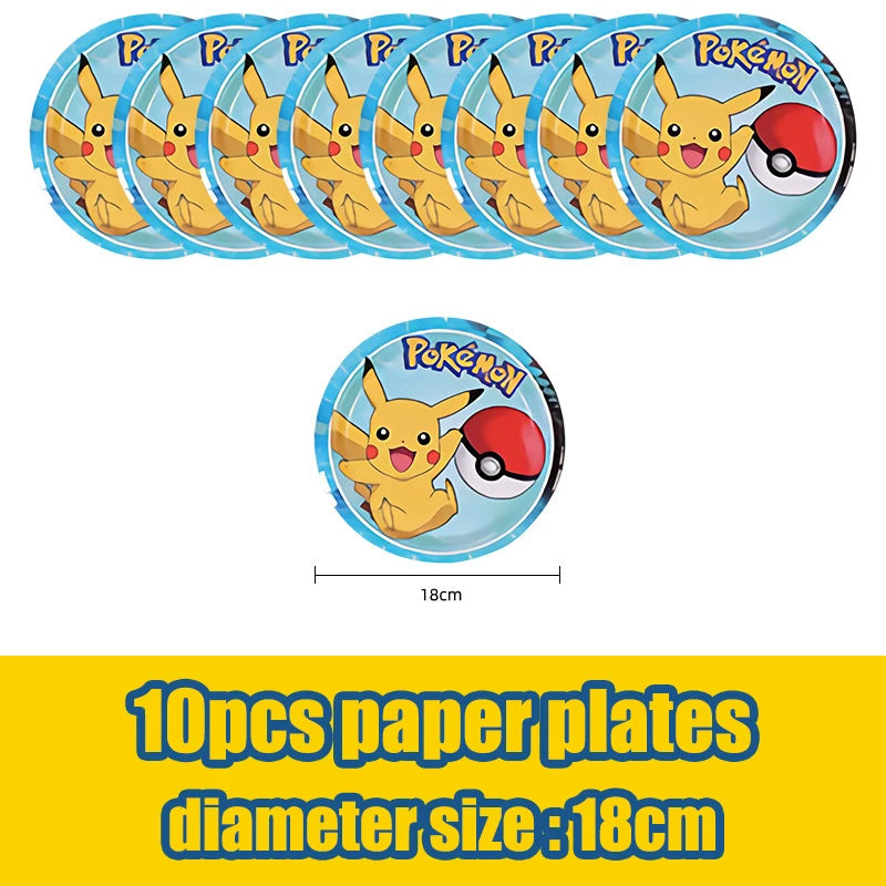 Pokémon Geburtstagsdeko Set – Papiergeschirr mit Pikachu: Teller, Becher, Servietten, Tischdecke & Partyzubehör für Kindergeburtstage