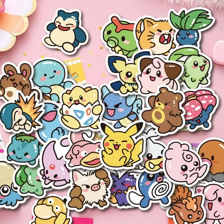 50-teiliges Pokémon Aufkleber-Set – Kawaii Pikachu & Anime-Sticker für DIY, Laptop, Handy, Skateboard – Perfekt als Kinder-Geschenk