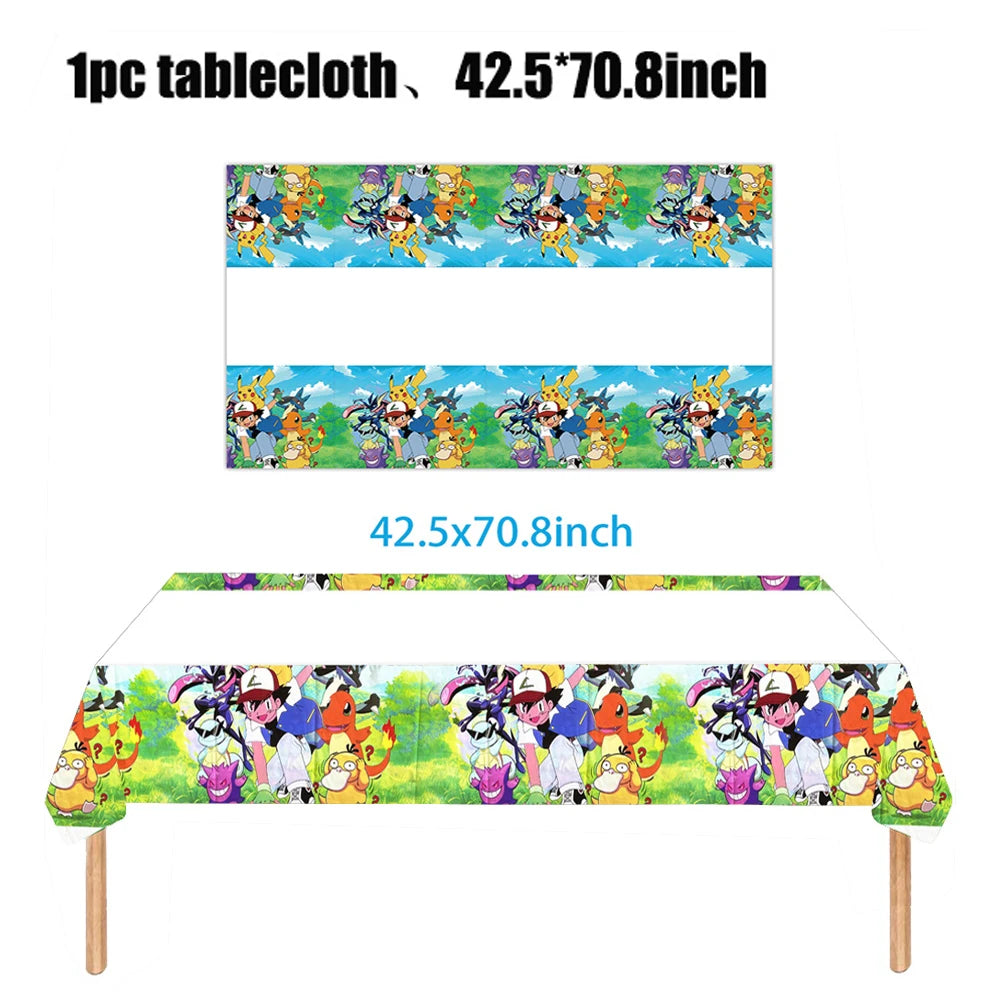 Pokémon Geburtstagsdeko Set – Papiergeschirr mit Pikachu: Teller, Becher, Servietten, Tischdecke & Partyzubehör für Kindergeburtstage