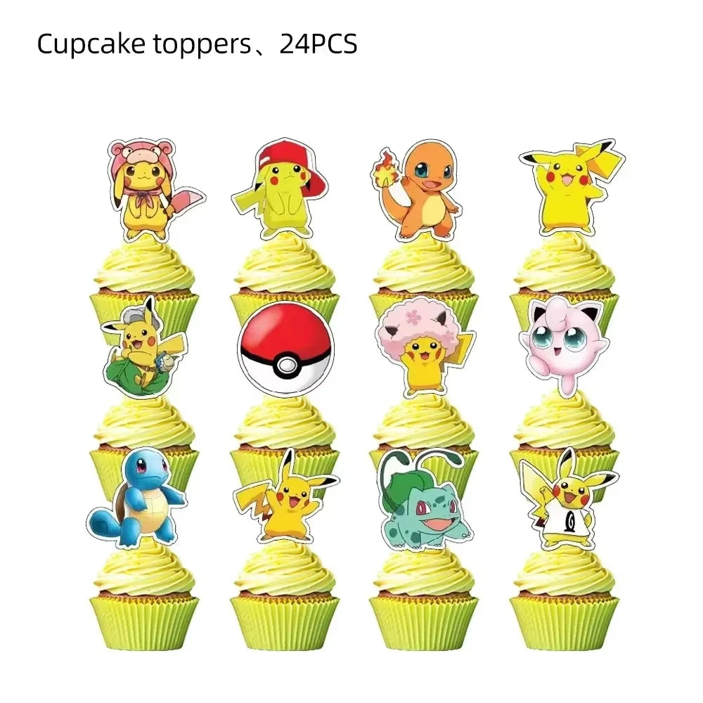 Pokémon Kuchen Deko Set – Pikachu-Kuchenaufsatz & Cupcake-Topper für Kindergeburtstag, Babyparty & Motto-Feier